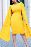 Chic Long Sleeve Pleated Dress with Flattering Hips