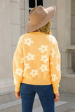 Vibrant V-Neck Printed Cardigan with Button Closure and Long Sleeves
