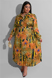 Chic Plus Size Printed Ruffled Two-Piece Casual Set