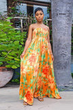 Chic Yellow Slim-Fit Printed Top with Elegant Wide-Leg Jumpsuit