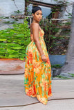 Chic Yellow Slim-Fit Printed Top with Elegant Wide-Leg Jumpsuit