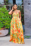 Chic Yellow Slim-Fit Printed Top with Elegant Wide-Leg Jumpsuit