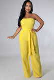 Chic High-Waisted Solid Color Jumpsuit