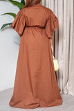Chic Flared Sleeve Single-Breasted Waist Full Skirt