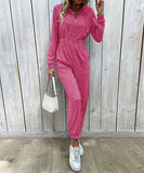 Chic Black Long-Sleeved Zipper Jumpsuit for Women
