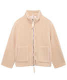 Solid Color Lambskin High Neck Woolen Coat Beige Warm