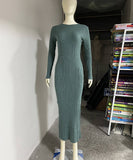 Long-Sleeved Knit Dress with Flattering Waist Cut