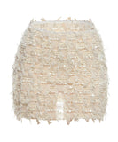 Women's Striped Fringed Short Skirt with Flared Hem