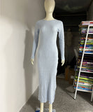 Long-Sleeved Knit Dress with Flattering Waist Cut