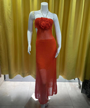 Backless Boho Sexy Beach Needle Long Knit Dress for Summer Fun