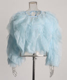 Ruffled Long Sleeve Polyester Top For Women Fashion