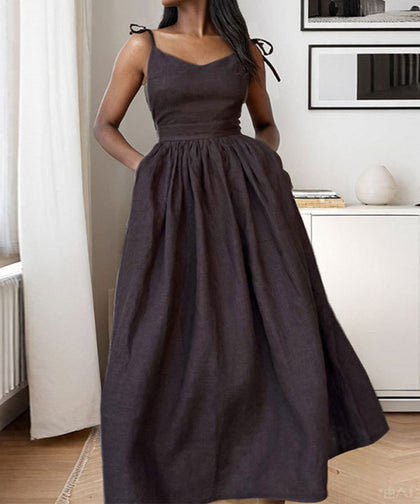 Flattering V-Neck Halter Maxi Dress