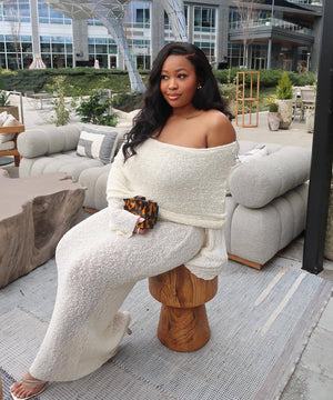 Elegant Hollowed-Out Neck Long Knitted Dress