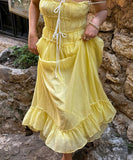 Lace Patchwork High-Waisted Halter Dress for Chic Elegance