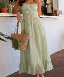 Lace Patchwork High-Waisted Halter Dress for Chic Elegance