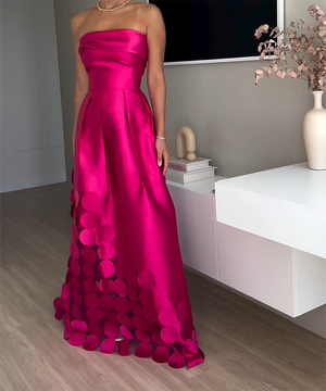 Stunning Patchwork Satin Sexy Strapless High-Waisted Dress