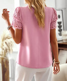 Embroidered Pink Short Sleeved Womens Polyester T Shirt