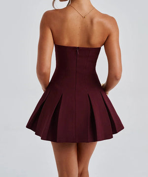 Strapless Pleated Short Skirt Dress for Elegant Occasions