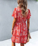 Casual Vacation Style Floral Print Half Skirt Dress for Women