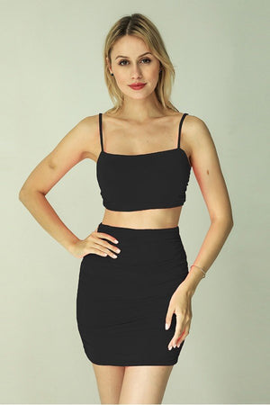 Solid Color Sexy Suspenders Small Vest Skirt Set for Curves