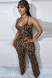 Sexy Leopard Print Lace-Up Jumpsuit for Bold and Chic Style