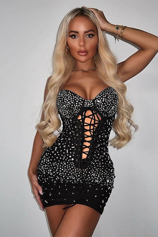Sexy Slim Ironing Drill Strap Dress for Stunning Occasions