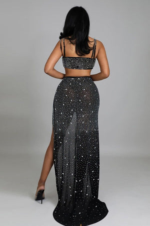 Solid Color Sexy Floor Length Hot Drill Dress For Glamour