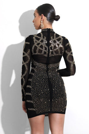 Stylish Sexy Hot Drill Long-Sleeved Two-Color Dress for Nights