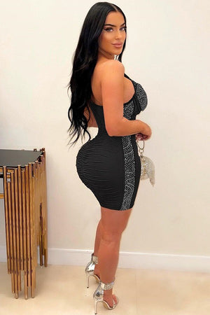 Sexy Slim Hot Drill Oblique Shoulder Bag Buttock Dress