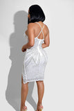 Sexy European and American Hot Drill Deep V Slim Dress Glam