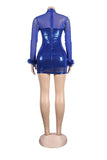 Solid Color Sexy See-through Gauze Hot Drill Slimming Dress Delight