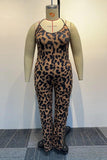 Sexy Leopard Print Lace-Up Jumpsuit for Bold and Chic Style