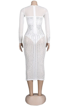 Chic Solid Color Round Neck Sexy Slim-fit Xiangdrill Dress