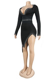 Sexy Deep V Hot Drill Nightclub Dress for Bold Nights Out