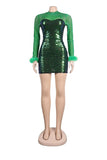 Solid Color Sexy See-through Gauze Hot Drill Slimming Dress Delight