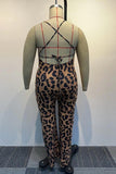 Sexy Leopard Print Lace-Up Jumpsuit for Bold and Chic Style