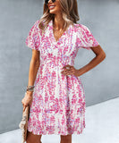 Casual Vacation Style Floral Print Half Skirt Dress for Women