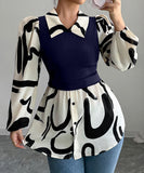 Printed Long Sleeve Blazer For Women With Bold Print