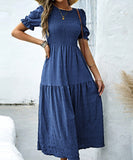 Casual Leaf-Sleeved Fitted Long Dress for Women in Multiple Colors
