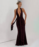 Sexy Deep V-Neck Revealing Backpack Style Hip Dress For Confident Outings