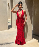 Sexy Deep V-Neck Revealing Backpack Style Hip Dress For Confident Outings