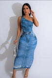 Chic 3D Printed Asymmetrical Shoulder Bag Hip Skirt for Trendsetting Women
