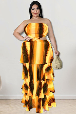 Chic Strapless Vertical Stripe Dress