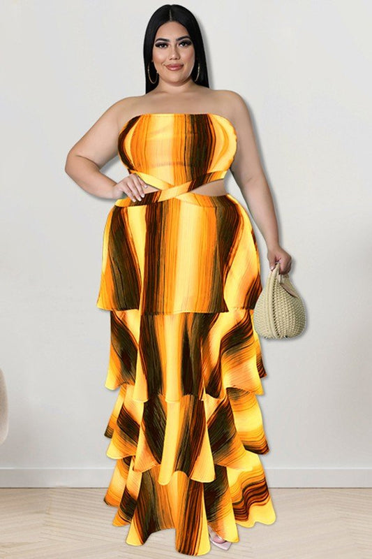Chic Strapless Vertical Stripe Dress