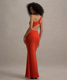 Single-Shoulder Backless Pleated Long Dress Elegant Evening