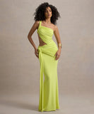 Single-Shoulder Backless Pleated Long Dress Elegant Evening