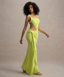 Single-Shoulder Backless Pleated Long Dress Elegant Evening