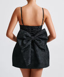 Chic Evening Dress with Bow Embellishments and Adjustable Straps