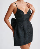 Chic Evening Dress with Bow Embellishments and Adjustable Straps