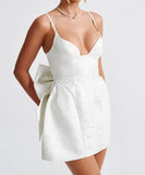 Chic Evening Dress with Bow Embellishments and Adjustable Straps